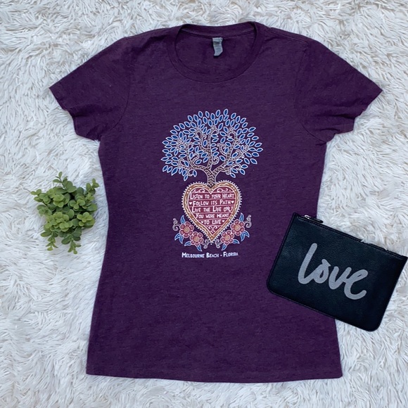 Next Level Apparel Heart Graphic Tee 💗 Purple - Picture 4 of 10